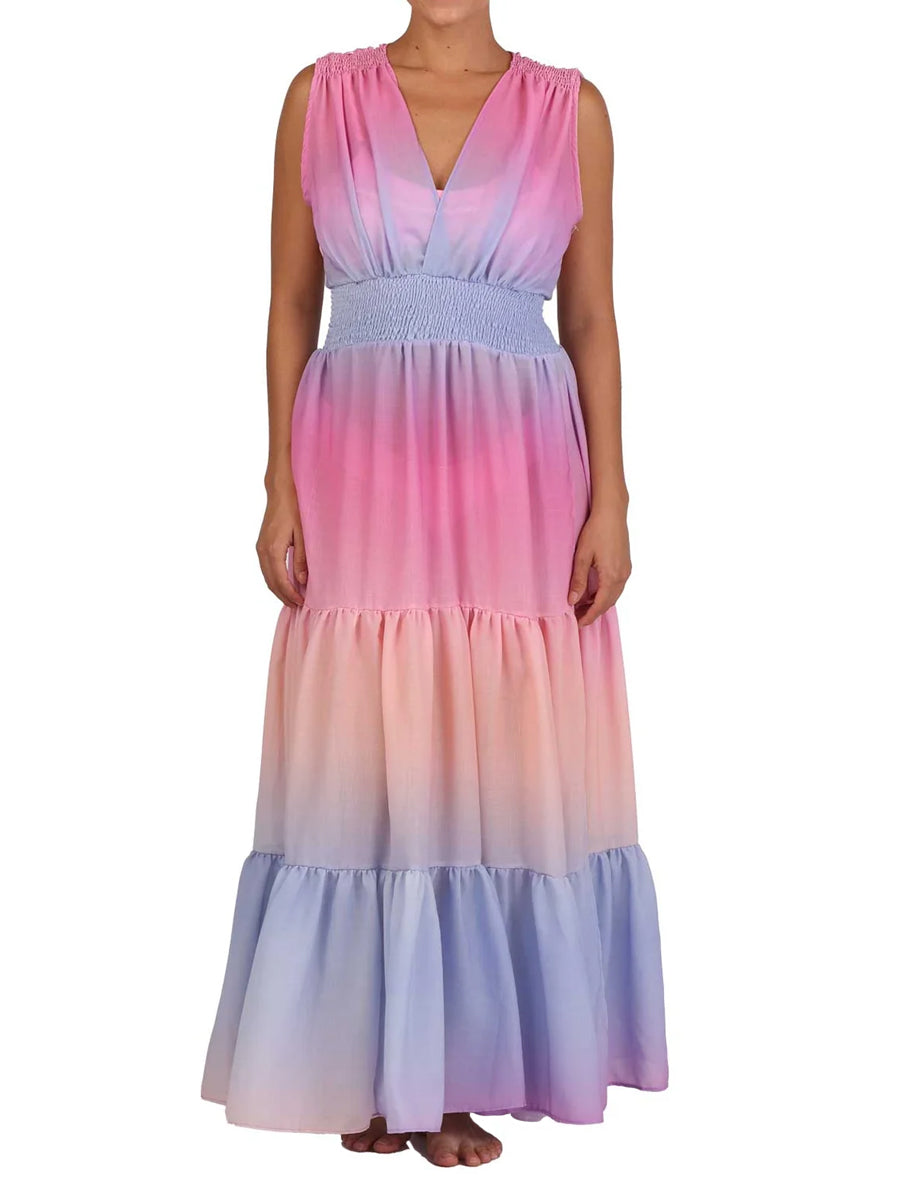 Gradient Color Bikini and Skirt