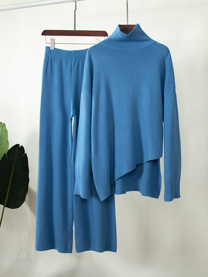 Knitted Long Sleeves Sweater and Pants Two Pieces Sets