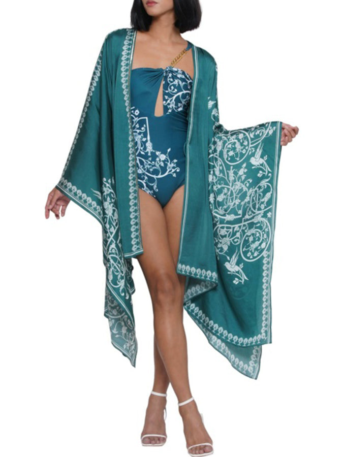 Printed One Shoulder Bikini and Mini Skirt