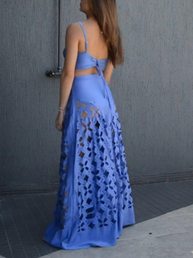 Blue Bikini and Laser-cut Pants
