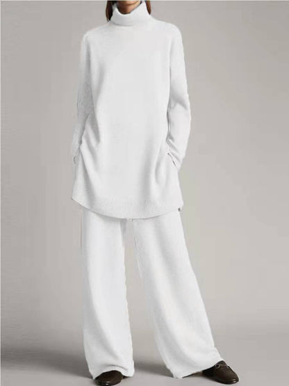 Long Sleeves Knitted Top and Pants Two Pieces Sets
