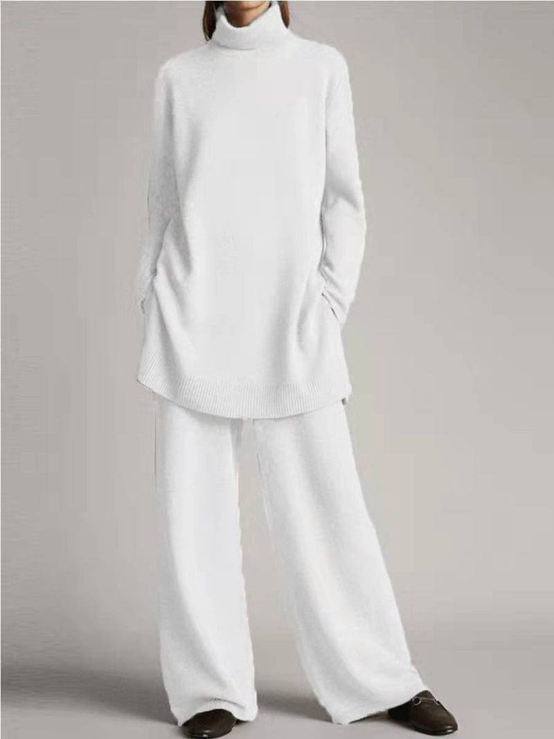 Long Sleeves Knitted Top and Pants Two Pieces Sets