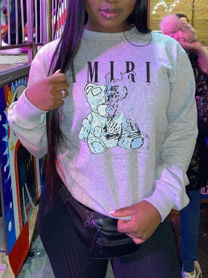 Cartoon Letter Print Sweatshirt Ar7047