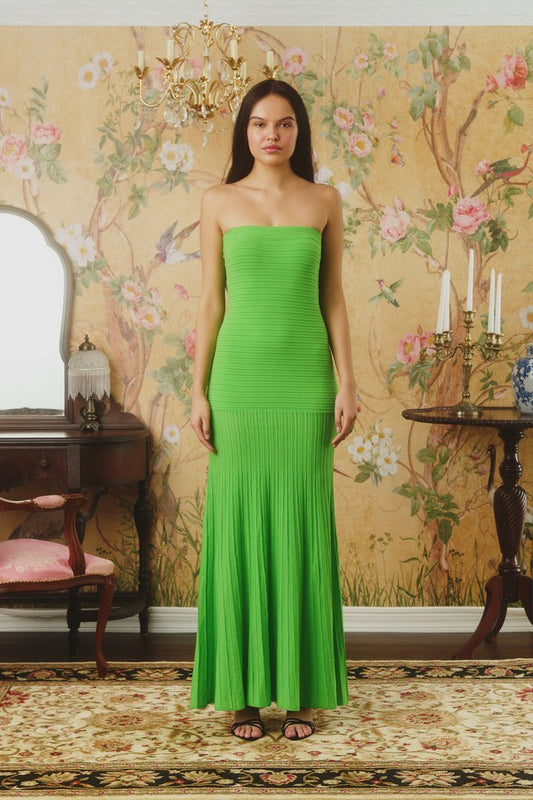 Madeline Strapless Pleated Maxi Dress
