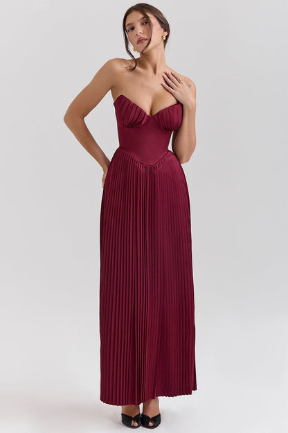 Wine Red – Strapless Slim Fit Maxi Dress