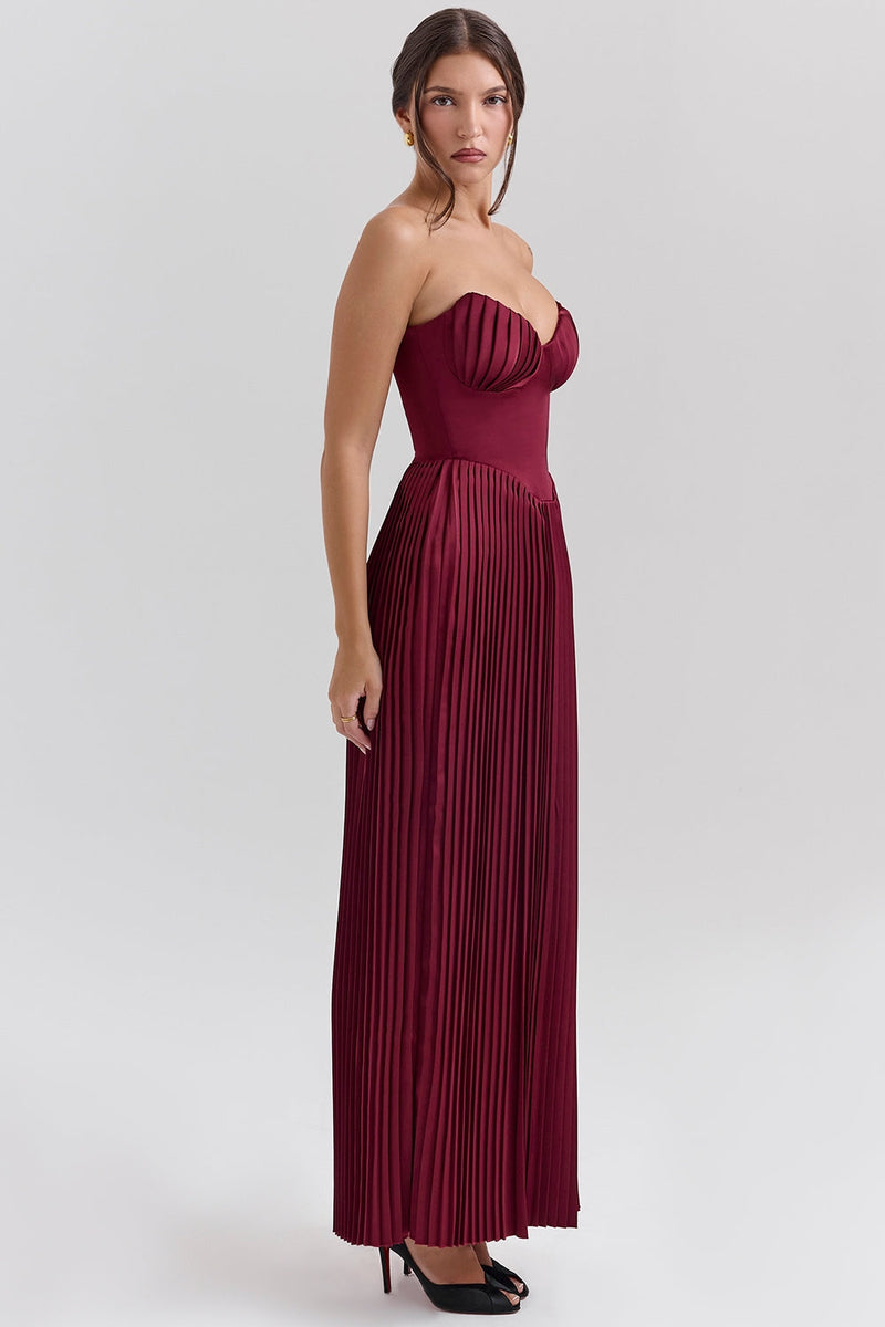 Wine Red – Strapless Slim Fit Maxi Dress