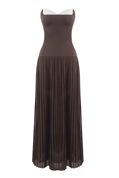 Eurien Off-shoulder Ruffled Pleated Maxi Dress