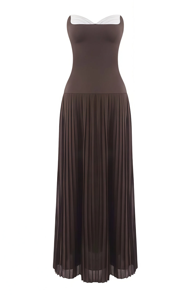 Eurien Off-shoulder Ruffled Pleated Maxi Dress
