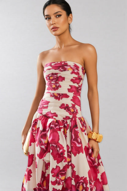 Imani Ruched Cotton Maxi Dress