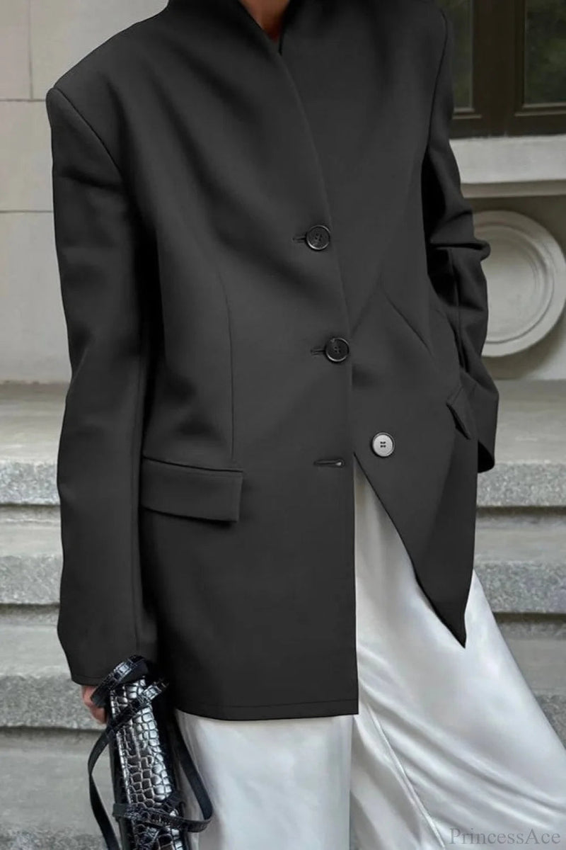 Minimalist White V-neck Relaxed Coat