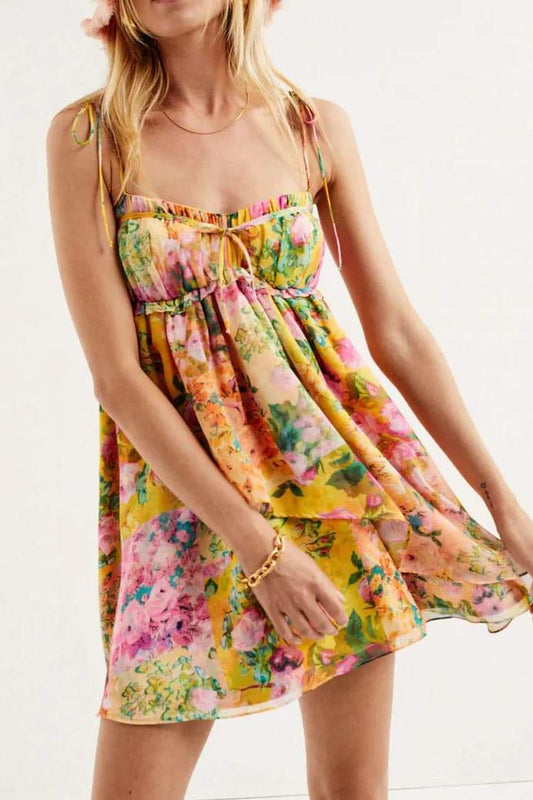 Mona Printed Chiffon Mini Dress