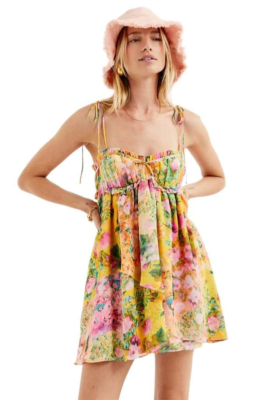 Mona Printed Chiffon Mini Dress