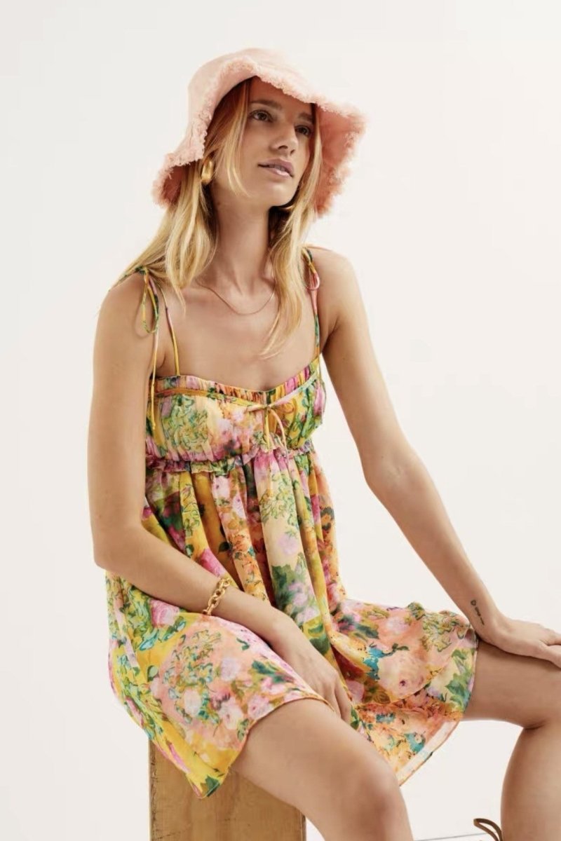 Mona Printed Chiffon Mini Dress