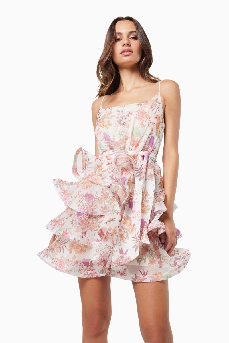 Monica Printed Ruffle Mini Dress