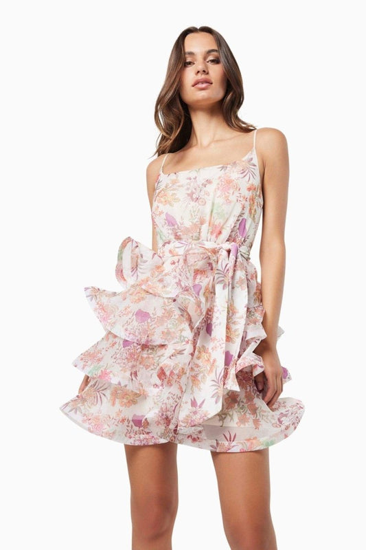 Monica Printed Ruffle Mini Dress