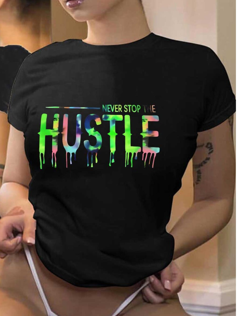 Splash Ink Letter Print T-shirt At8020