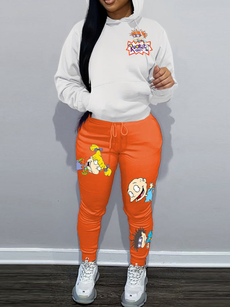 Cartoon Letter Print Drawstring Sweatpants At9018