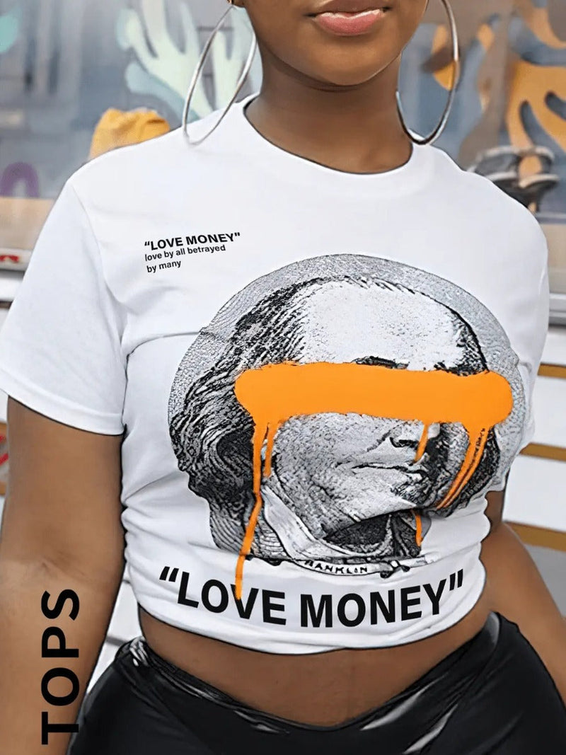 Figure Love Letter Print T-shirt Ar5078