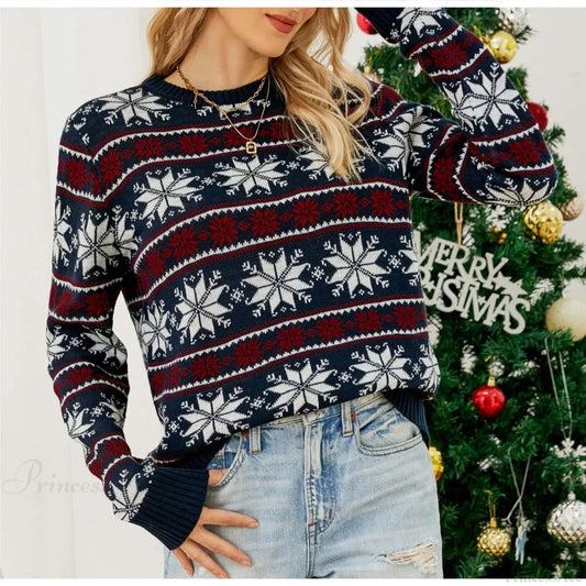 Snowflake Jacquard Christmas Party Knitted Autumn Winter Christmas Sweater