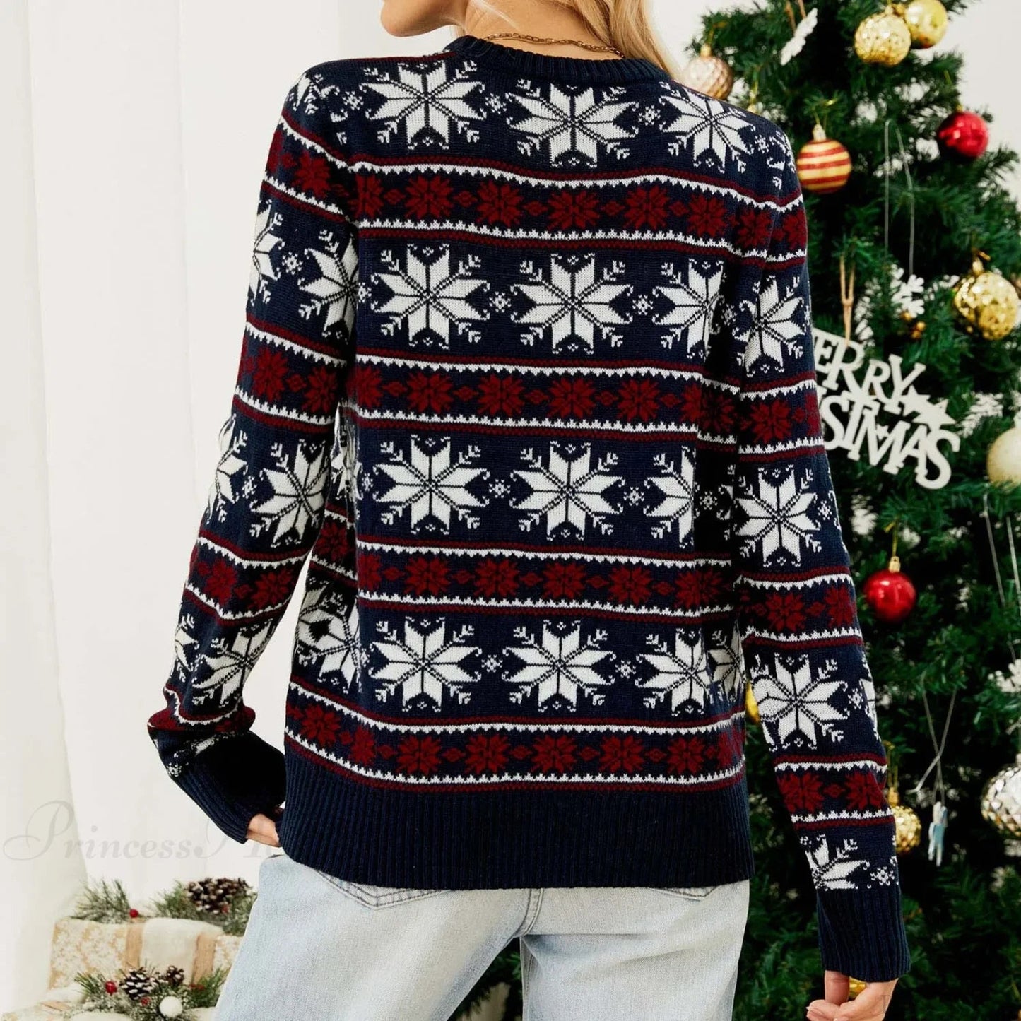 Snowflake Jacquard Christmas Party Knitted Autumn Winter Christmas Sweater