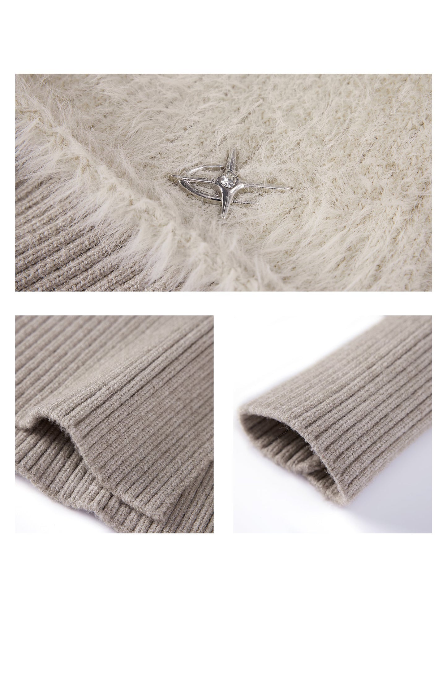 Thick Off-shoulder Mink Cashmere Knit Sweater