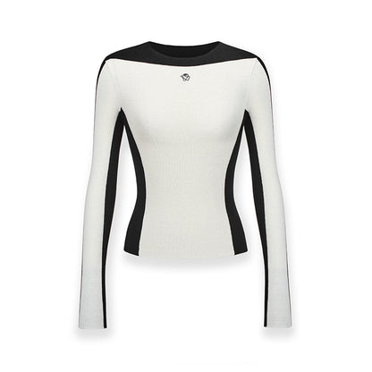 Striped Shoulder Fitted Crop Sweater