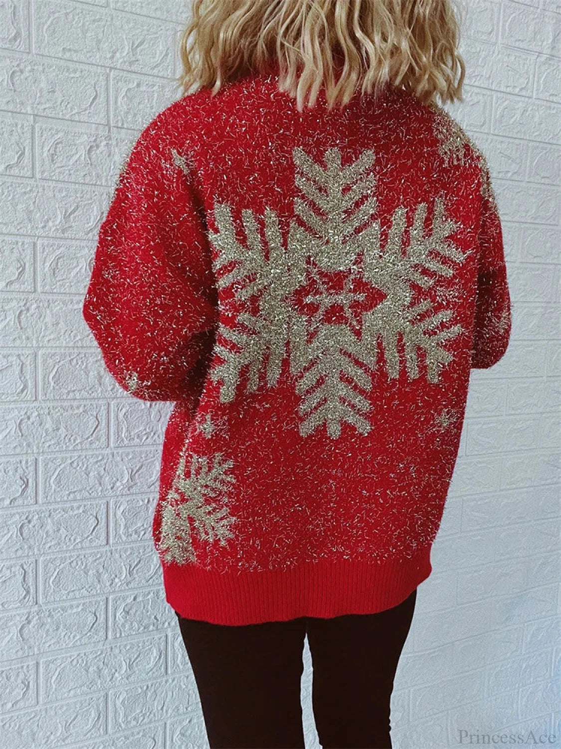 O-neck Shiny Loose Autumn Winter Female Long Sleeve Christmas Sweater