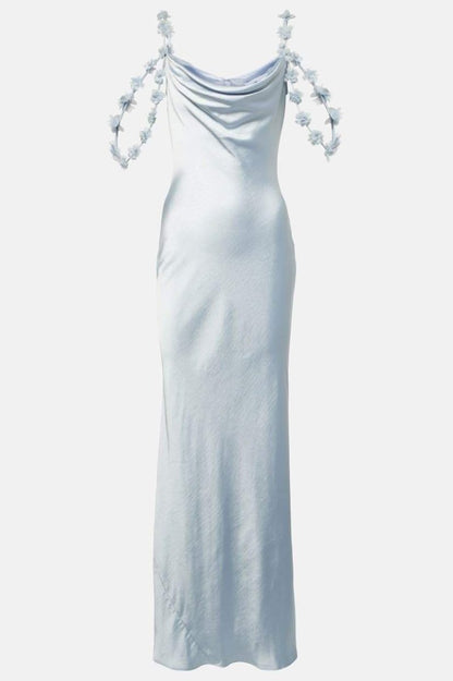 Olive -applique Satin Maxi Dress