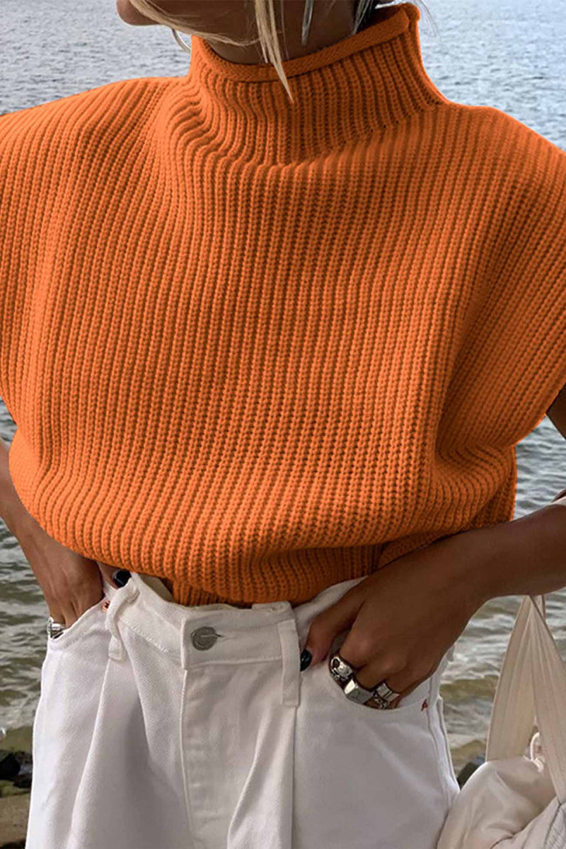 Mock Neck Sleeveless Sweater