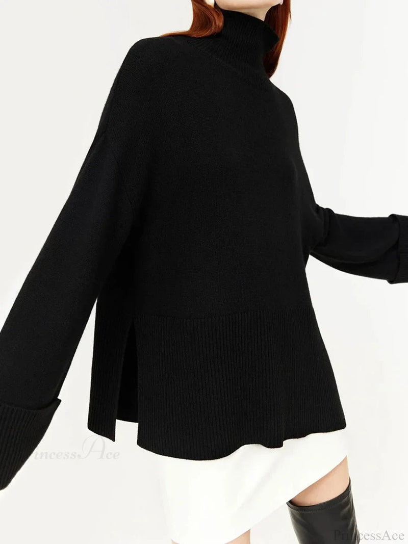 Oversize Turtleneck Knitted Big Green Christmas Sweater