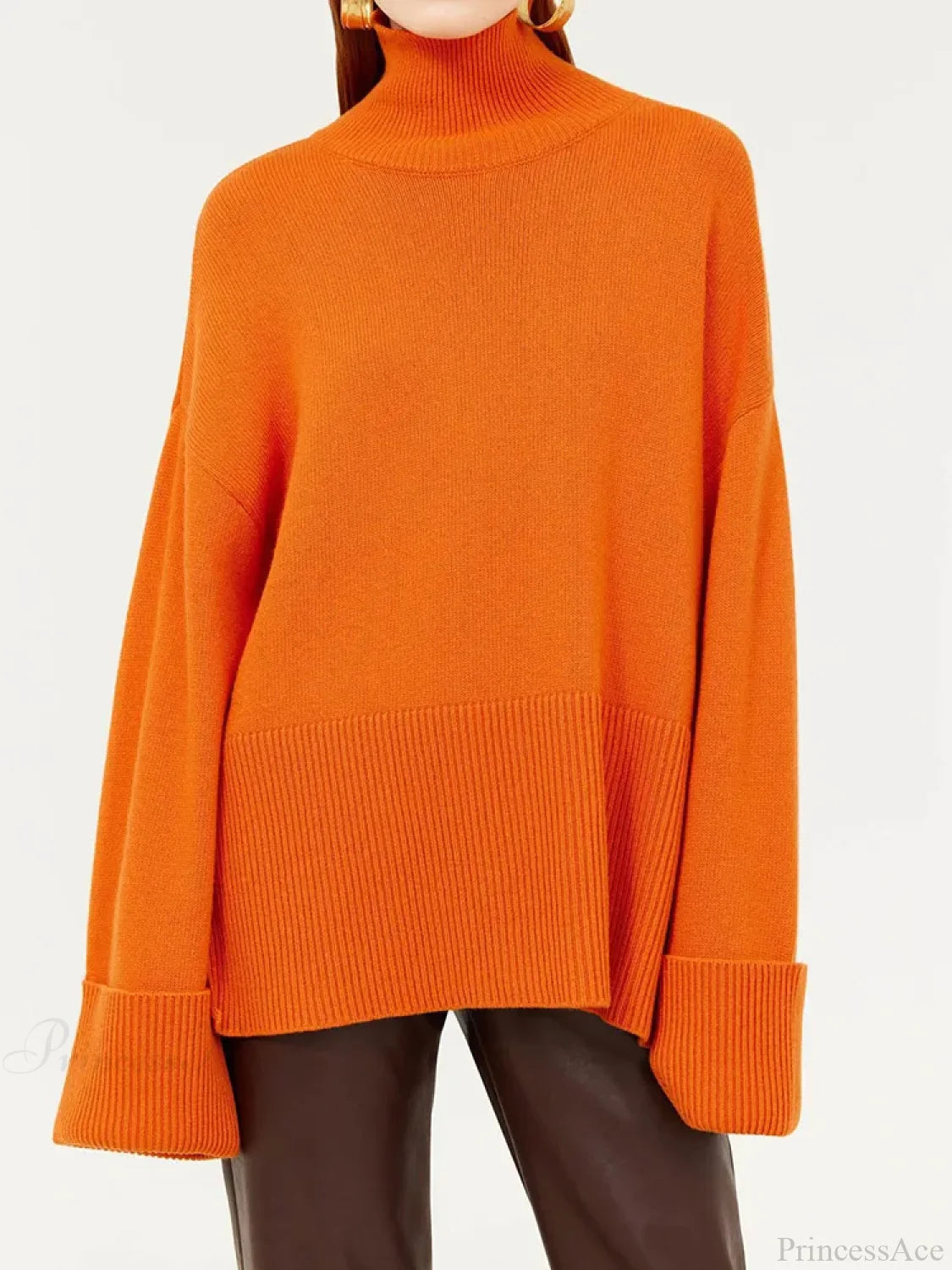 Oversize Turtleneck Knitted Big Green Christmas Sweater