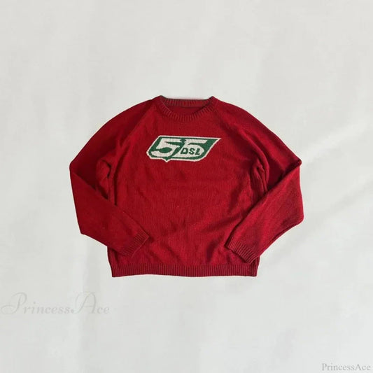 Oversized Harajuku Red Knitted Pullover Christmas Sweater