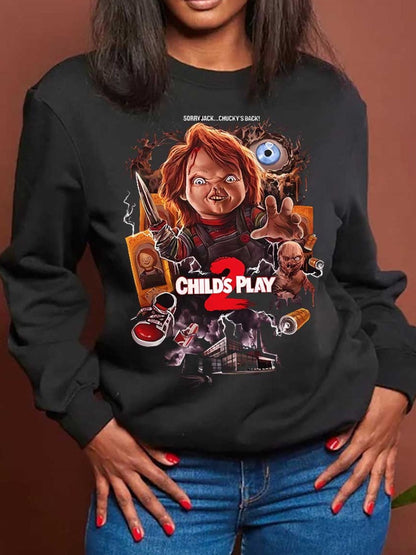 Dropped Shoulder Figure Letter Print Sweatshirt Bo3056