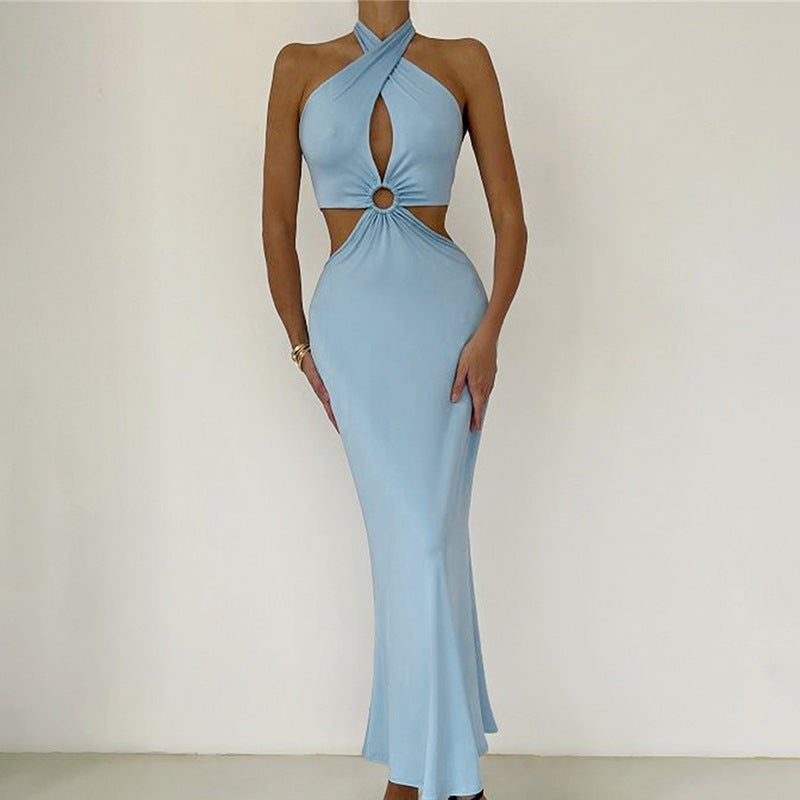Halter Backless Holiday Maxi Dress