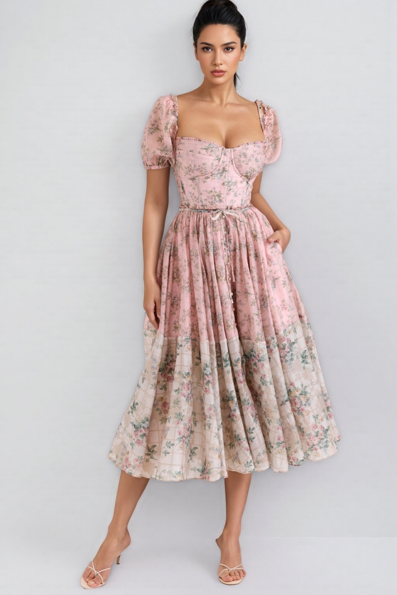 Nylta Pink Chiffon Midi Dress