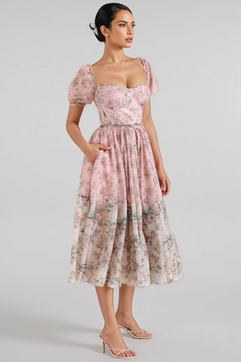 Nylta Pink Chiffon Midi Dress