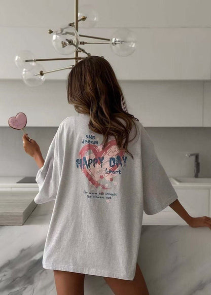 Cloudy Heart - Oversized Graphic T-shirt