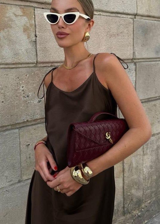 Mocha Satin Backless Maxi Dress – Low-back Tie-strap Slip Dress