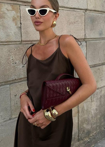 Mocha Satin Backless Maxi Dress – Low-back Tie-strap Slip Dress