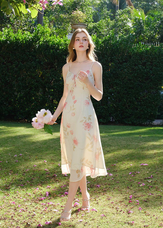 Melina - Cream Midi Dress With Lace Detail