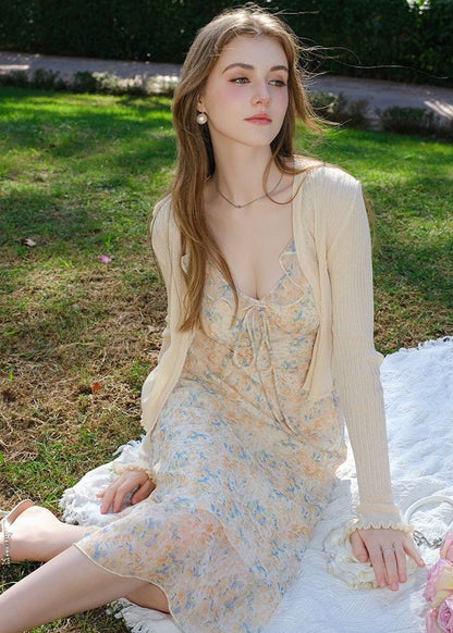 Calista - Yellow Layered Midi Dress