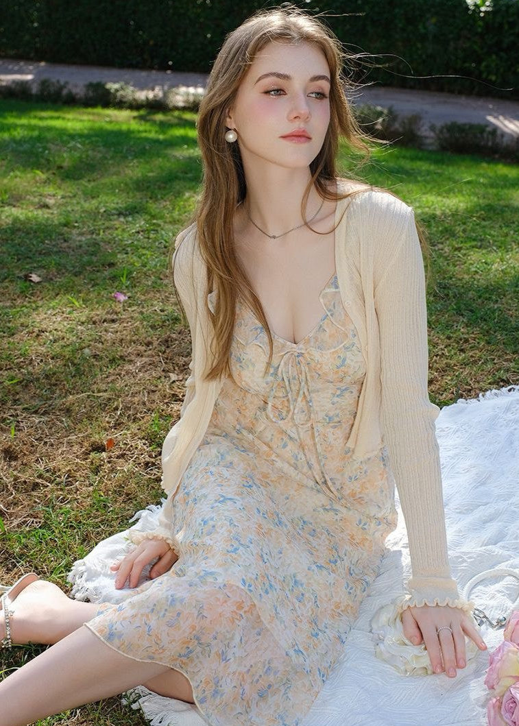 Calista - Yellow Layered Midi Dress