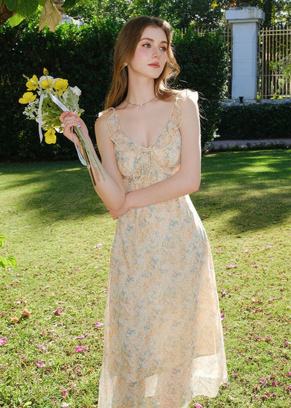 Calista - Yellow Layered Midi Dress