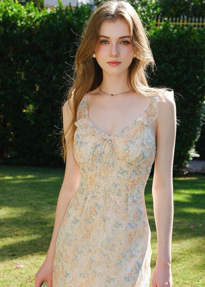 Calista - Yellow Layered Midi Dress