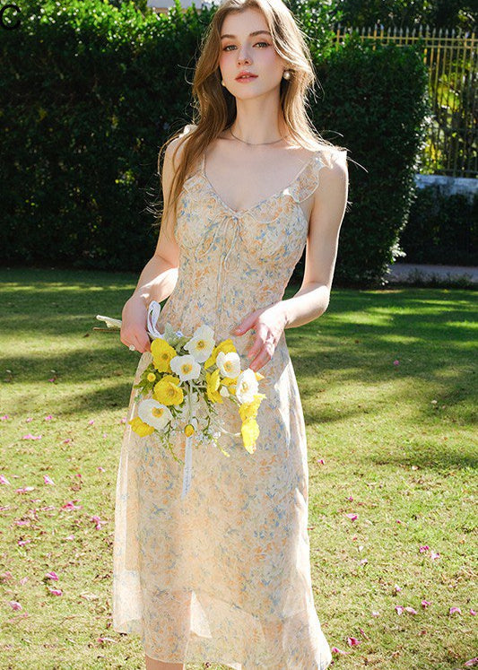 Calista - Yellow Layered Midi Dress