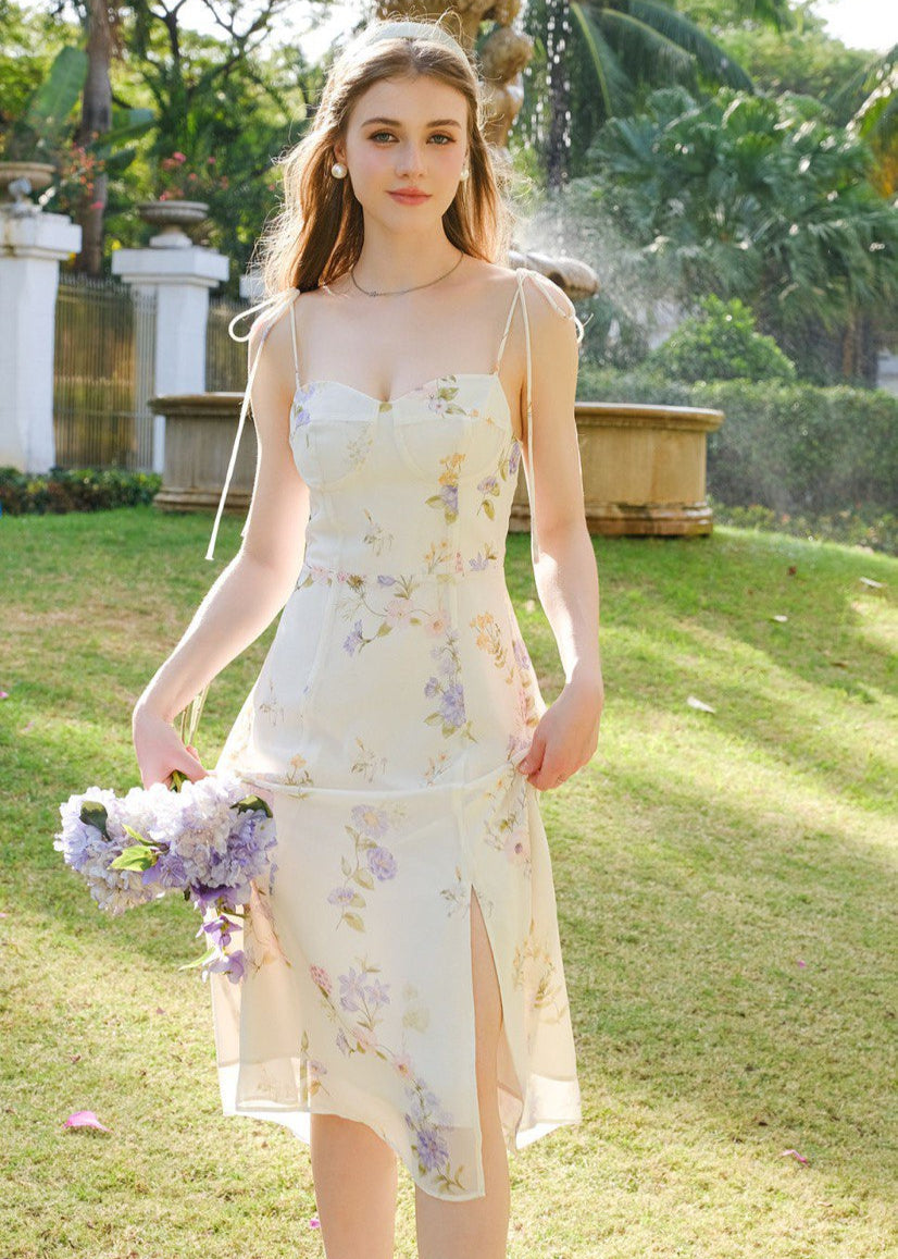 Isolde - Cream Bustier Midi Dress