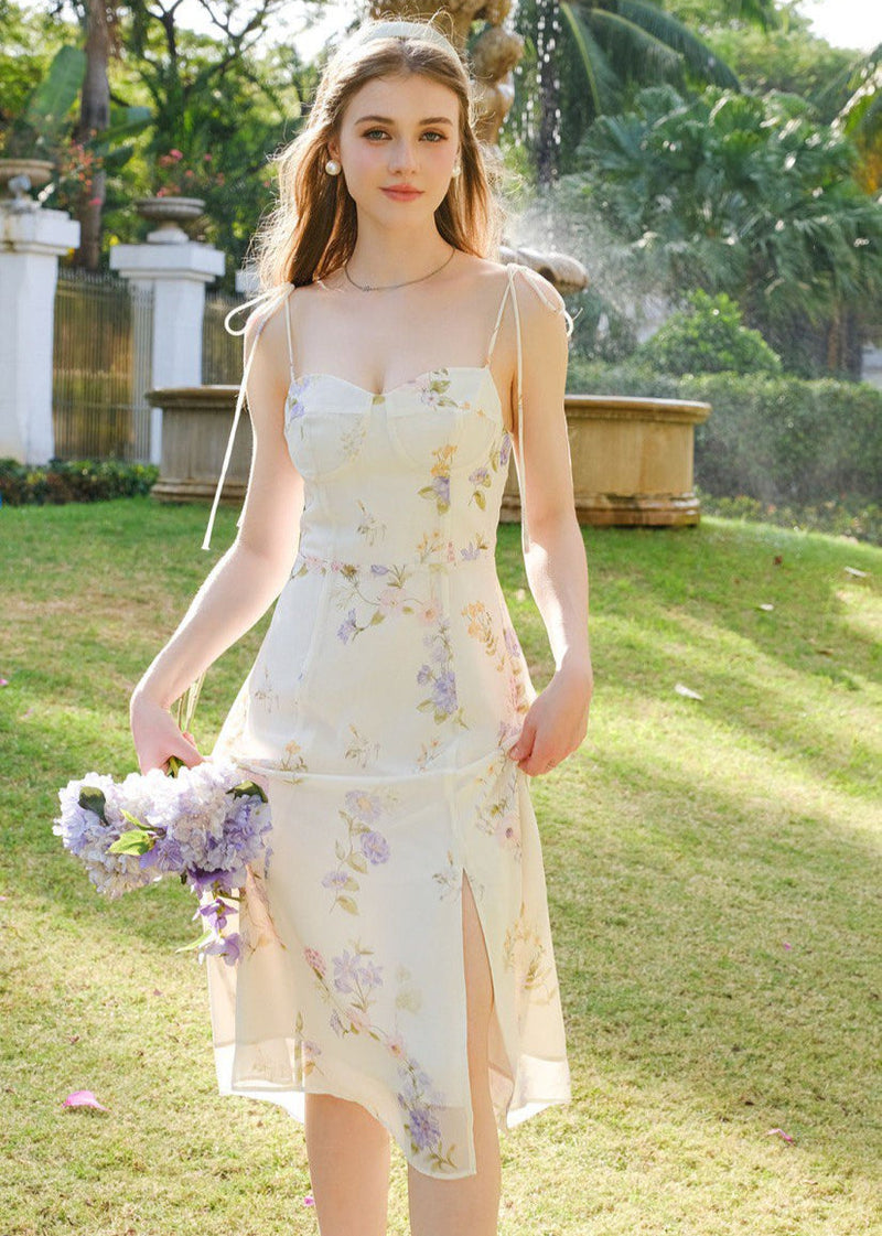 Isolde - Cream Bustier Midi Dress