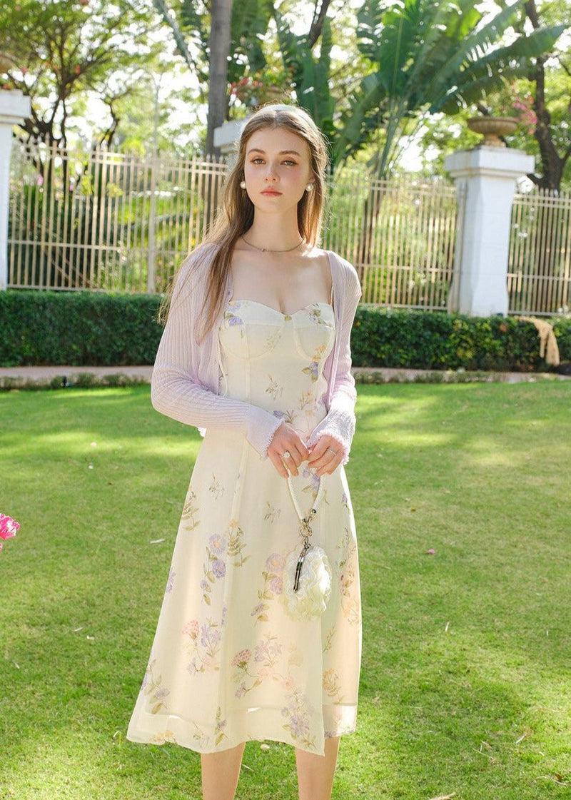 Isolde - Cream Bustier Midi Dress