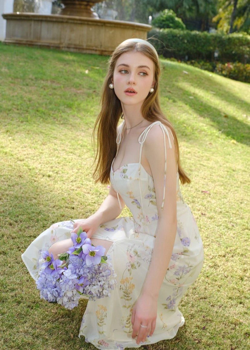 Isolde - Cream Bustier Midi Dress