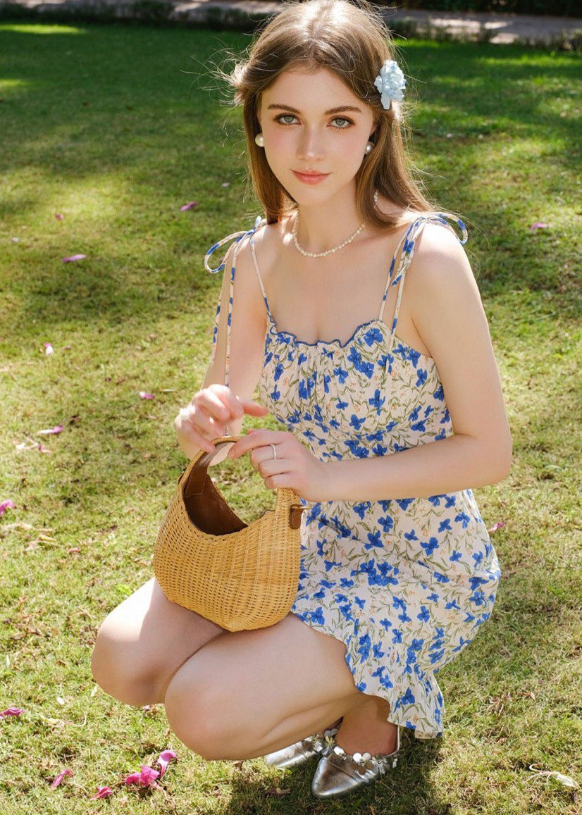 Celestine - Blue Smocked Mini Dress